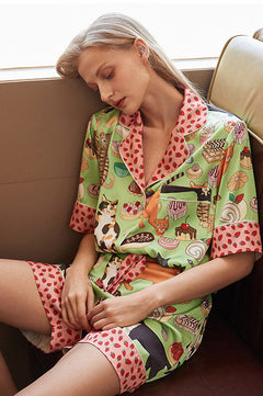 Coffee Cat Shorts Pajama Set