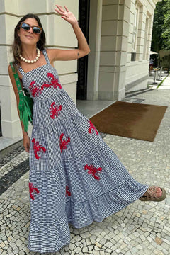 Exquisite Embroidered Holiday Camisole Midi Dress