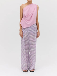 Rose Georgette Antonia Top & Lilac Check Ray Pant