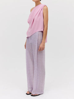 Rose Georgette Antonia Top & Lilac Check Ray Pant