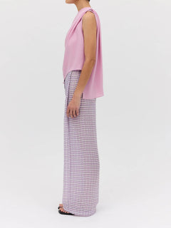 Rose Georgette Antonia Top & Lilac Check Ray Pant