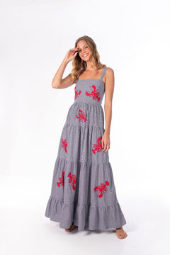 Exquisite Embroidered Holiday Camisole Midi Dress