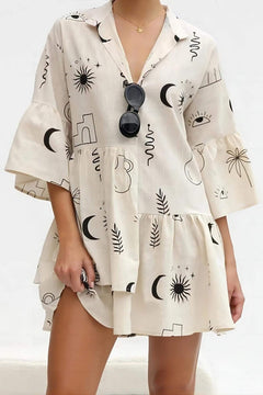 Ethnic Style Loose Shirt Short Dress