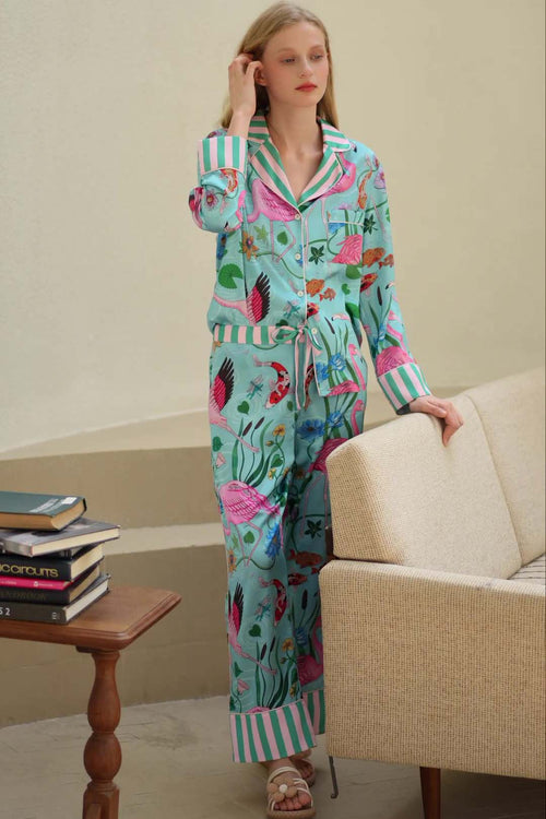 Flamingo Print Pajama Set