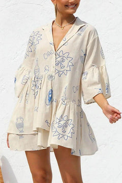 Ethnic Style Loose Shirt Short Dress