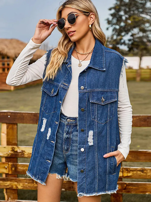 Trendy Summer Denim Vest Sleeveless Top