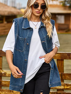 Chic Sleeveless Denim Vest