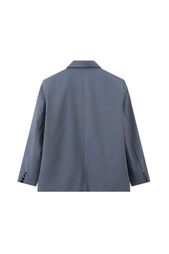 Oversized Side Slit Blazer Steel Blue