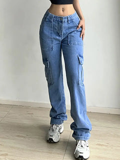 Versatile Multi-Pocket Loose Fit Cargo Jeans