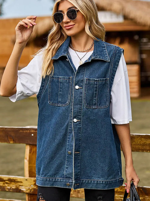 Chic Sleeveless Denim Vest