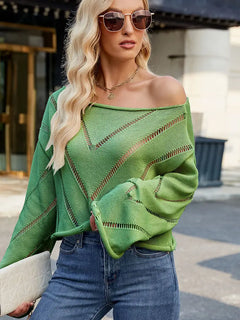 Spring Hollow-Out Loose Knit Pullover Sweater