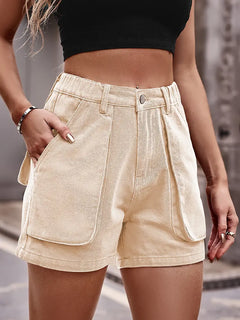 American Casual Stretch Waist Denim Shorts