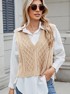 V-Neck Loose Fit Vest Sweater Top