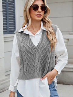 V-Neck Loose Fit Vest Sweater Top