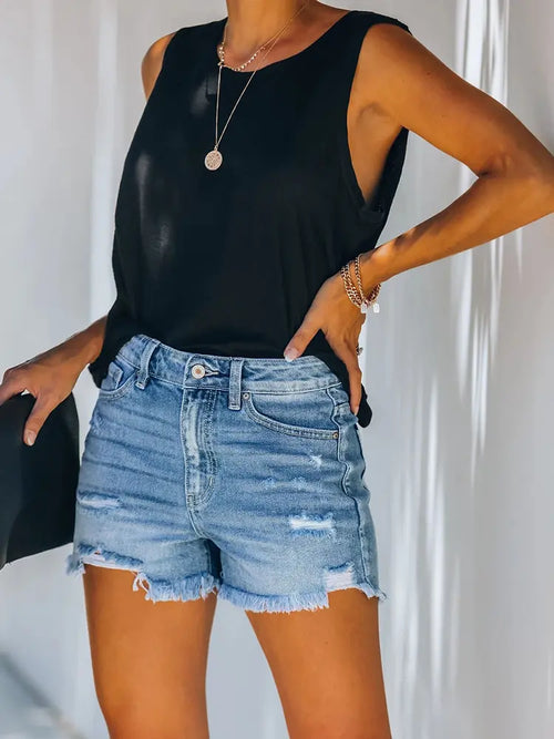 Stylish Ripped Denim Shorts