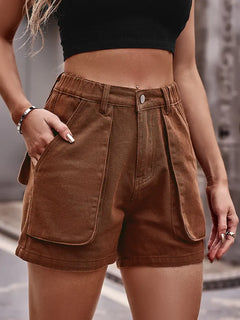 American Casual Stretch Waist Denim Shorts