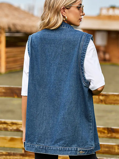 Chic Sleeveless Denim Vest