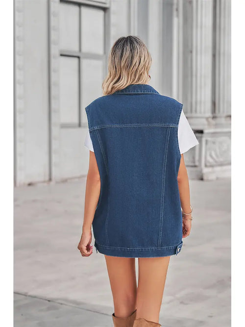 Retro Geometric Patchwork Denim Vest