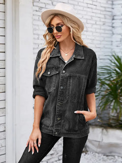 Oversized Mid-Length Casual Denim Jacket