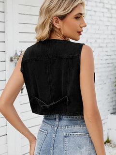 New Trendy V-Neck Adjustable Denim Vest