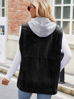 Hooded Denim Vest Sleeveless Jacket Summer Trendy