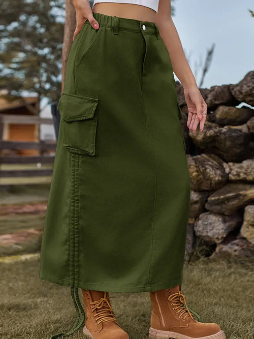 Trendy Utility Midi Skirt