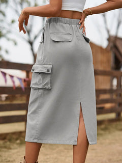 Drawstring Waist Denim Skirt