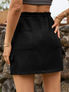 Summer Tie-Design Denim Utility Skirt