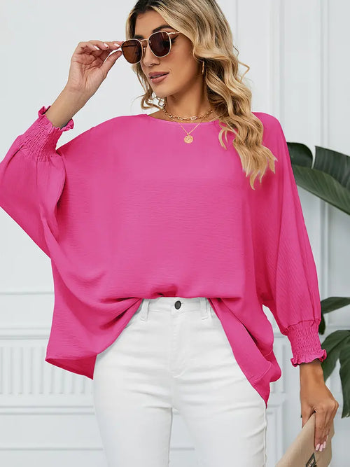 Loose-Fit Chiffon Blouse with 3/4 Sleeves