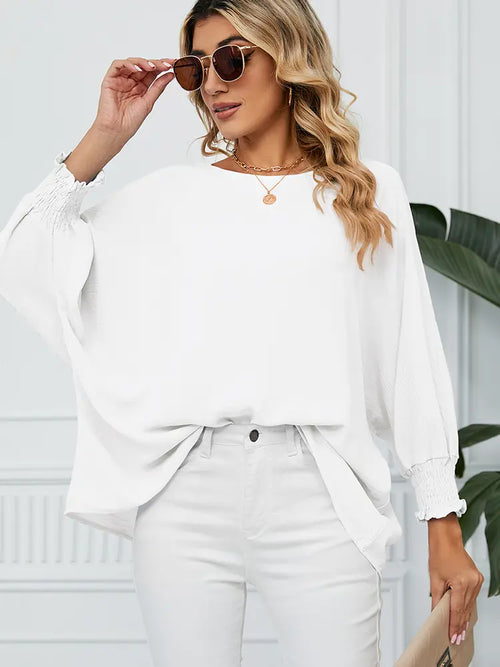 Loose-Fit Chiffon Blouse with 3/4 Sleeves