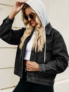 Slim-Fit Washed Hooded Denim Jacket