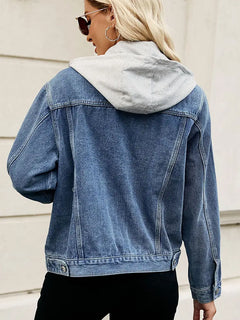 Slim-Fit Washed Hooded Denim Jacket