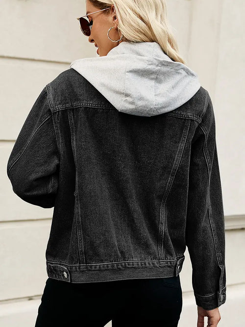 Slim-Fit Washed Hooded Denim Jacket