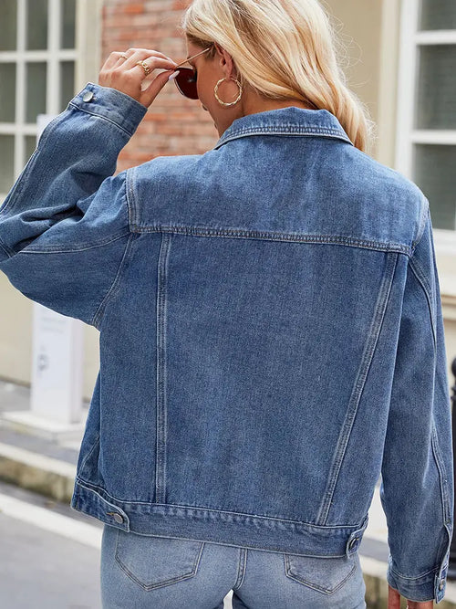 Fitted Washed Short Denim Jacket