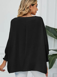 Loose-Fit Chiffon Blouse with 3/4 Sleeves