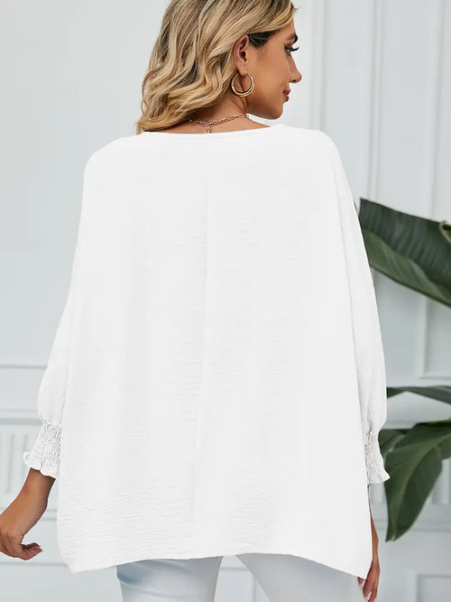 Loose-Fit Chiffon Blouse with 3/4 Sleeves