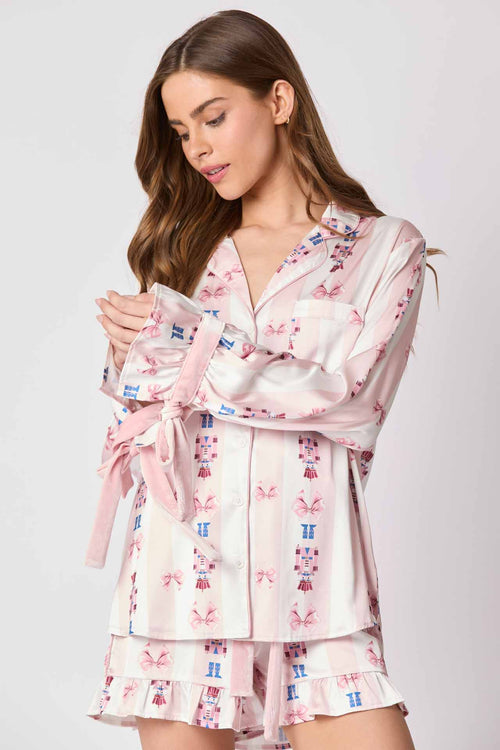 Pajama Set Bow Cuffs