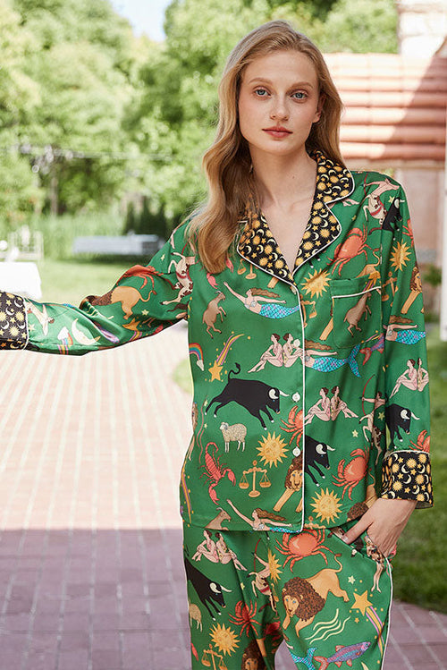 Green Constellation Print Pajama Set