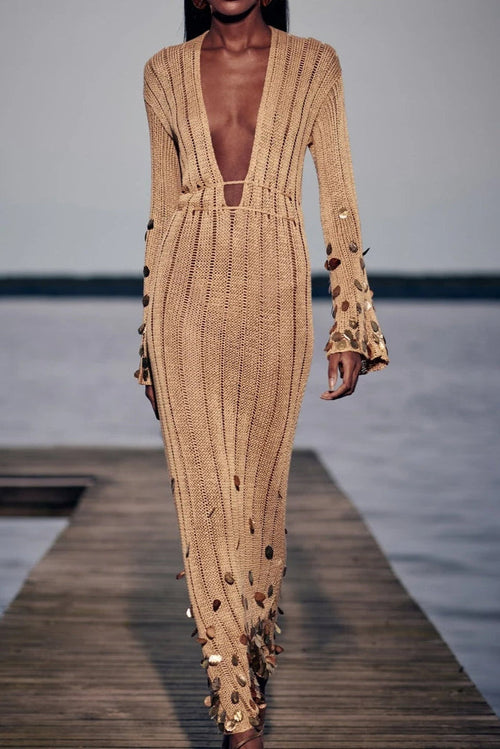 Dolly Gold Knit Maxi Dress