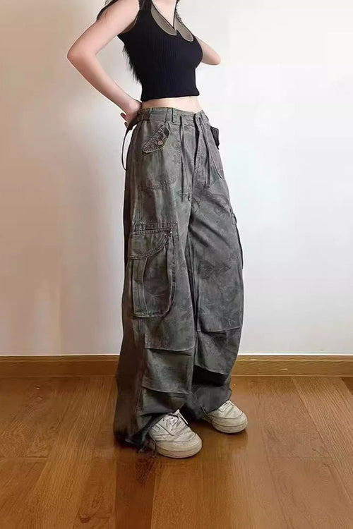 Slimming Camouflage Cargo Denim Pants