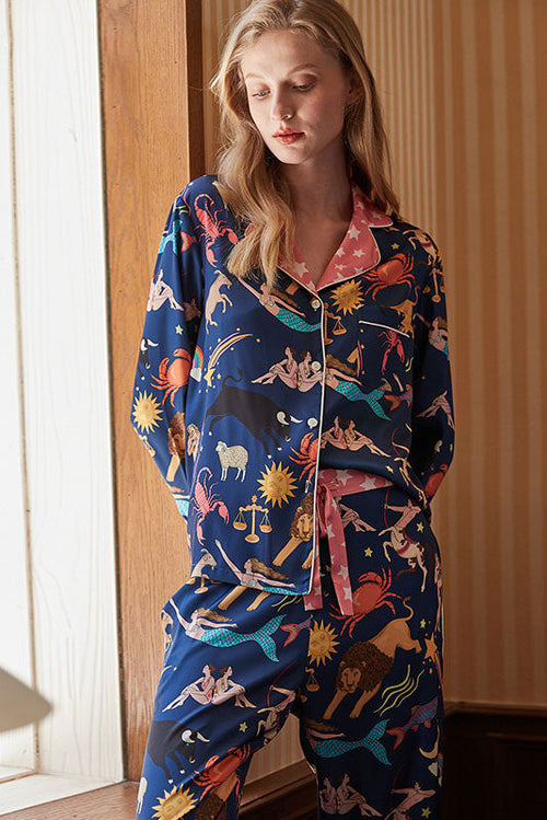 Blue Constellation Long Sleeve Pajama Set