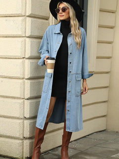 Autumn New Denim Casual Long Jacket