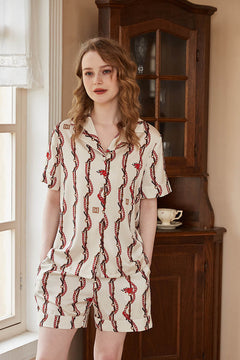 Dragon Head Chain Print Short-Sleeve Loungewear Set