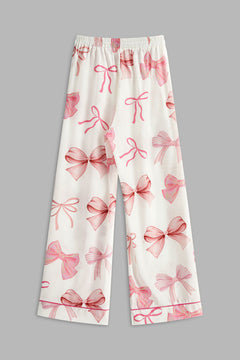 Bow Printed Button Pants Set