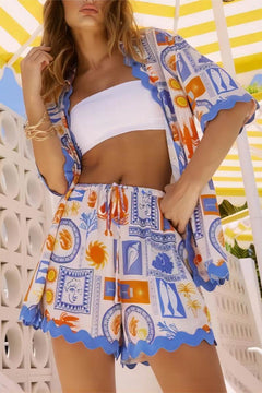 Resort Ocean Fun Printed Shorts-Set