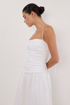 Reena White Linen Midi Dress