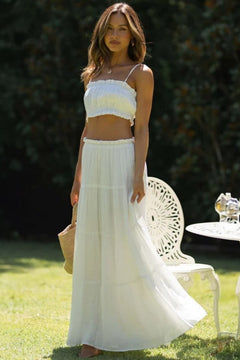 White Tiered Skirts Sets