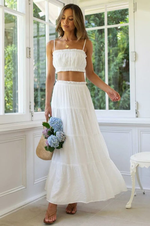 White Tiered Skirts Sets