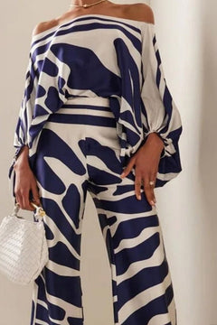 Abstract Waves Two-Piece Set - Blue